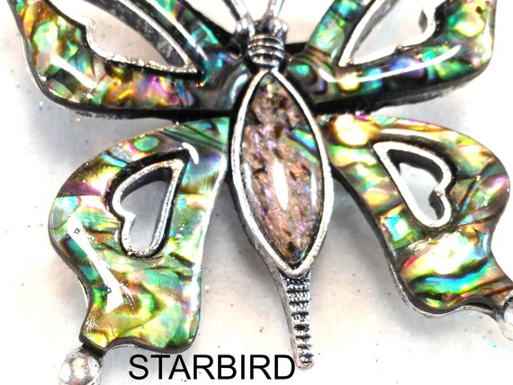 Abalone, Paua Butterfly Inlay Shell  Pendant Neck… - image 7