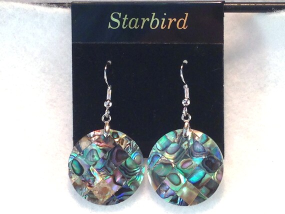 Abalone Mosaic  inlay sea shell dangle earrings - image 3