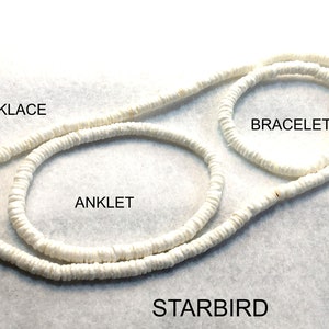 White sea shell puka&#39;s  necklace, bracelet or anklet