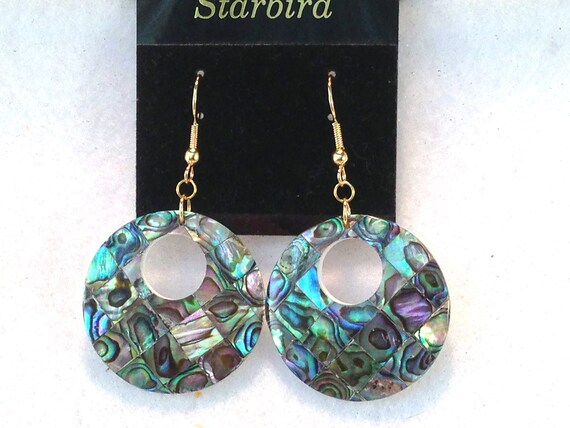 Abalone Round Mosaic  inlay sea shell dangle earr… - image 6