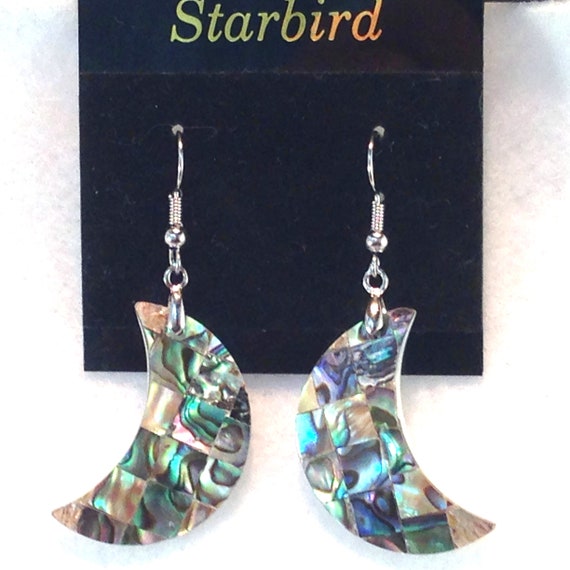 Abalone Mosaic  inlay sea shell dangle earrings - image 2