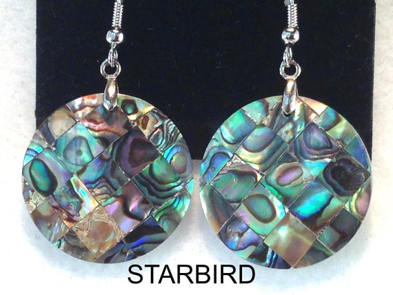 Abalone Mosaic  inlay sea shell dangle earrings - image 4