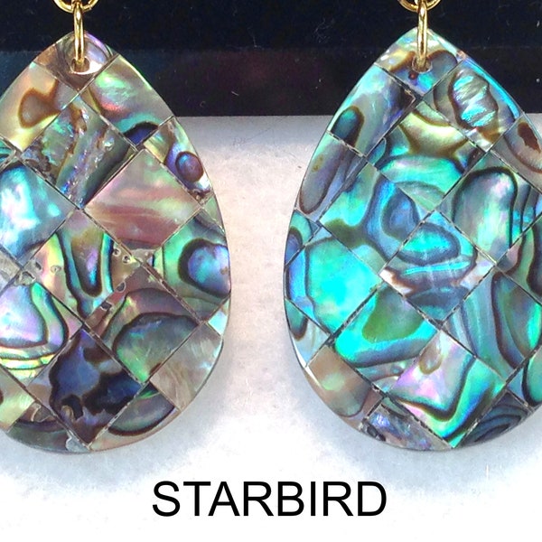 Abalone Mosaic  inlay sea shell dangle earrings