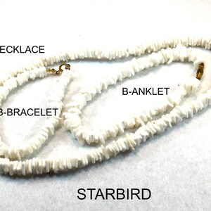 White sea shell puka necklace, bracelet or anklet