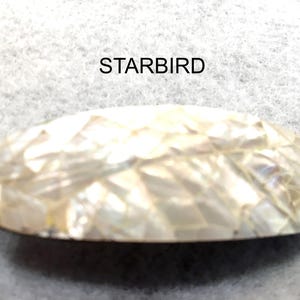 WHITE CRACKLE MOTHER of  PEARl inlay sea shell hair barrette