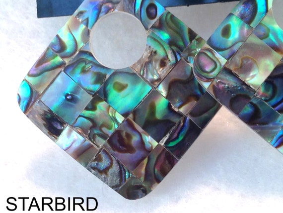 Abalone Round Mosaic  inlay sea shell dangle earr… - image 10