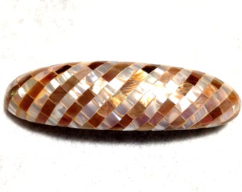 Brown mother of pearl sea shell inlay hair barrette