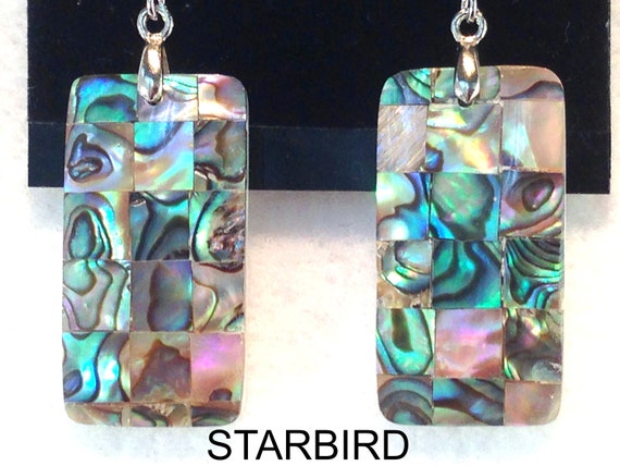 Abalone Mosaic  inlay sea shell dangle earrings - image 5