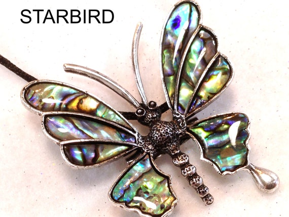 Abalone, Paua Butterfly Inlay Shell  Pendant Neck… - image 3