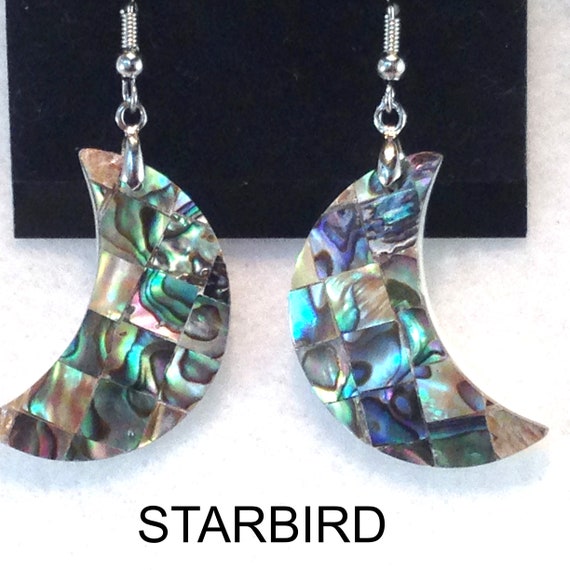 Abalone Mosaic  inlay sea shell dangle earrings - image 1