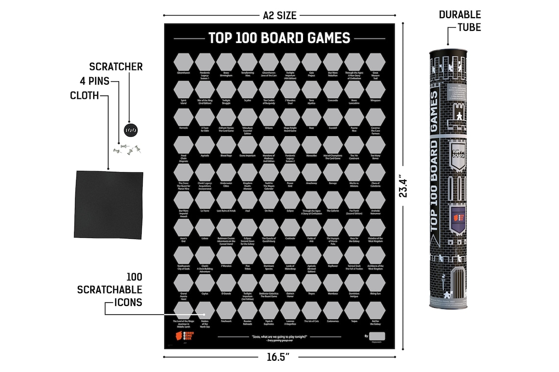 Top 100 Board Games 2022 BGG Edition Scratch Poster Wall Etsy