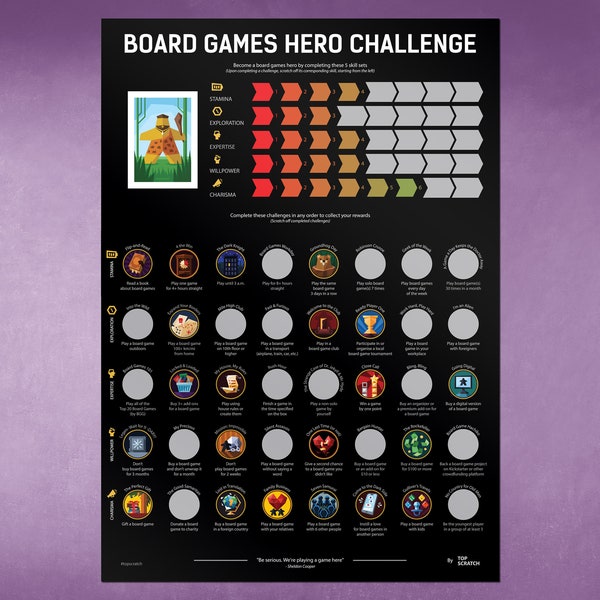 Board Games Hero Challenge Scratch Poster - Wall Decor