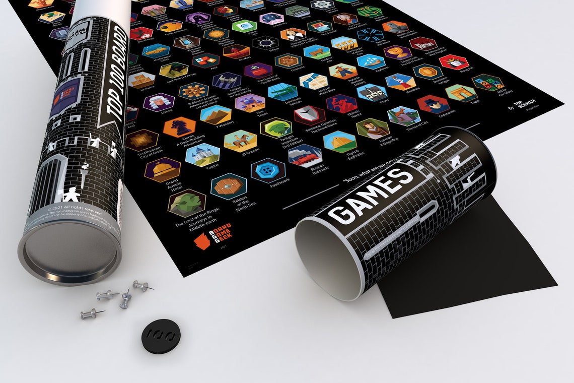 Top 100 Board Games 2022 BGG Edition Scratch Poster Wall Etsy