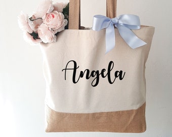 Personalized Bridesmaid Canvas Jute Bag With | Etsy