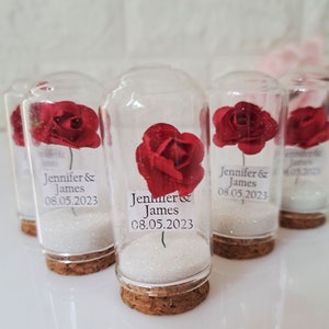 Beauty and the beast rose in dome gift, Personalized Bridal Party Favors For Guest, Rose Gold Luxury Wedding Gifts, wedding favors