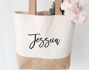 CLEARANCE Personalisierte Brautjungfer Jutetasche Tasche-Personalisierte Strandtasche Strand Tragetaschen-Personalisierte Brautjungfer Jutetasche CLEARANCE