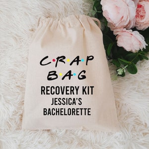 Crap Bag Recovery Kit friends small bachelorette favor bag- Las Vegas hangover survival kit