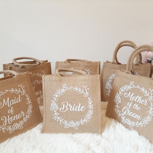 Gepersonaliseerde jute jute Tote strandtas-bruidsmeisje gunst voorstel tas