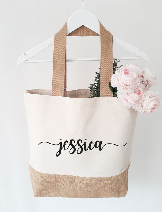 Personalized Bridesmaid Beach Canvas Jute Bag for Bridesmaid - Etsy