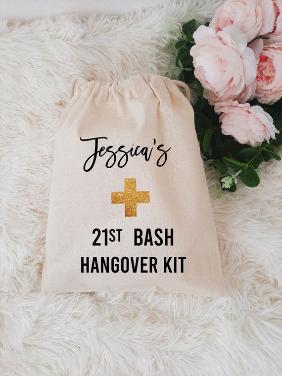 Personalized 21st Birthday Favor Bag- Hangover Kit-Gift for Birthday-21st Birthday Guest Bag