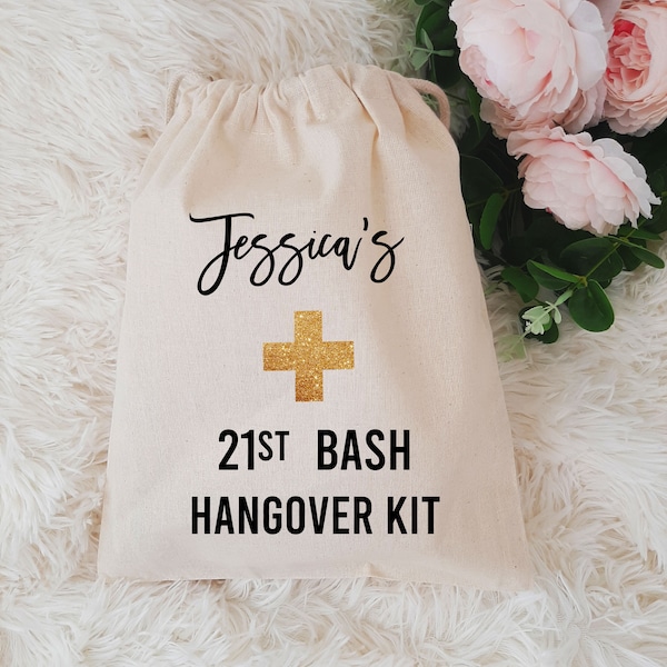 Personalized 21st Birthday Favor Bag- Hangover Kit-Gift for Birthday-21st Birthday Guest Bag