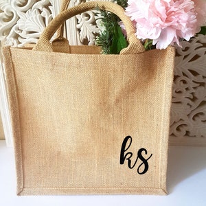 Personalized Monogram With Initial Bridesmaid Jute Beach Tote - Etsy