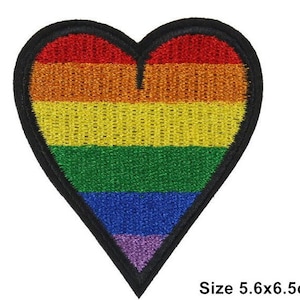 Rainbow Heart Iron On Patch- LGBTQ Pride Peace Badge Embroidered Applique HD319