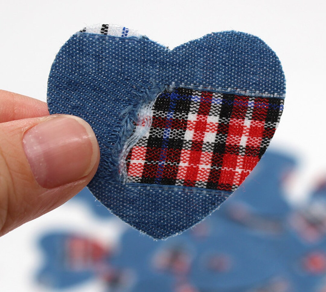 Denim Heart Iron on Patch Jeans Repair Applique Crafts Badge Patches