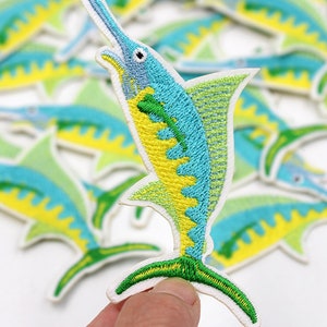 Swordfish Iron On Patch- Animal Sea Fish Nature Cute Applique Crafts Badge HD120