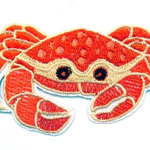 Crab Iron On Patch- Fish Kids Animal Underwater Badge Applique Sew