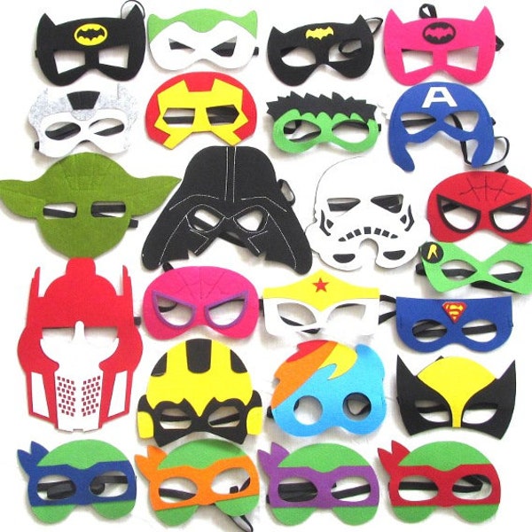 Kids Fancy Dress Face Masks-Boys Girls Superhero Felt Mask Party Movie Costume