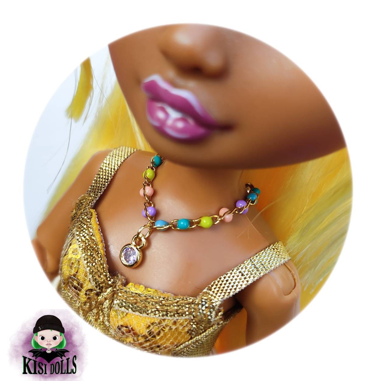 Barbie Dreamz BROWN & GOLD PEARLS Necklace & Earrings Doll Jewelry 