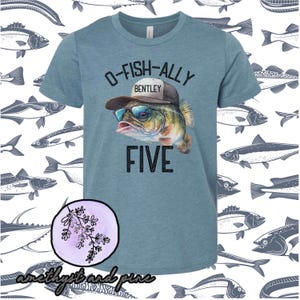 O-Fish-Ally Eight Personalized Fishing Birthday Shirt ANY AGE, Bday T-Shirt for Boys, Gone Fishing Party Theme, Outdoor Lake Boat Theme