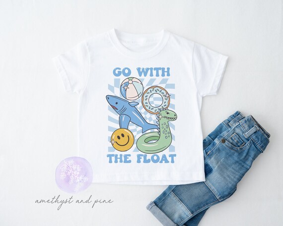 Go with the Float Shirt, Pool Float Tshirt for Boys, Summer Outfit for Toddlers, Beach T-shirt for Kids, Baby Lake Bodysuit, Flamingo Tee