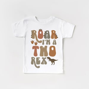 Two Rex Birthday Shirt, Dinosaur Birthday, T-Rex, Roar Dino, Muted Dinosaurs, Second Birthday, Neutral Birthday Shirt, 2nd Birthday Shirt