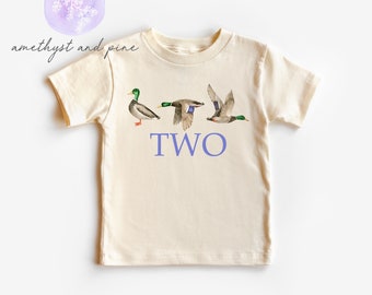 Duck Second Birthday Shirt, Lucky Duck Theme, Duck Hunting Themed Party, Boy 2nd Birthday Outfit, Preppy Southern Wilderness Mallard, Two