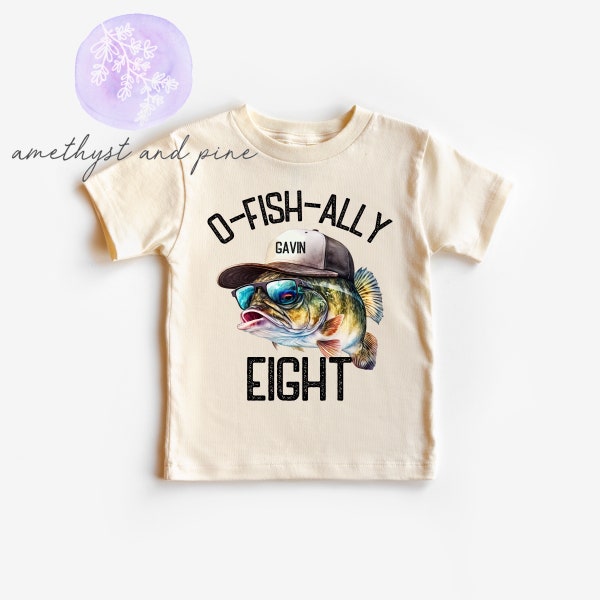 O-Fish-Ally Eight Personalized Fishing Birthday Shirt ANY AGE, Bday T-Shirt for Boys, Gone Fishing Party Theme, Outdoor Lake Boat Theme