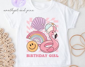 Pool Party Birthday Girl Shirt, Summer Floats Tshirt, Toddler Bday Tshirt for Girls, Beach Party, Lake Party, Swimming Party Outfit, Kids