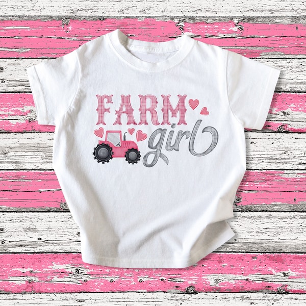Farm Girl Pink Tractor Shirt, country, tractor shirt, kids tractor shirt, tractor t-shirt, girl’s tractor shirt, tractor birthday shirt