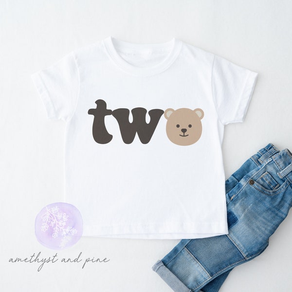 Bear Second Birthday Shirt, Teddy Bear Birthday, Boys SecondBirthday Shirt, Girls 2nd Birthday Shirt, Gender Neutral Birthday, Beary Two