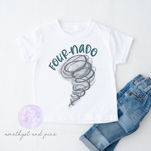 Four-nado Birthday Shirt for 4 year old, Tornado Theme Bday Party, Fournado Boys Fourth Birthday T-shirt, Storm 4th Birthday, Gender Neutral