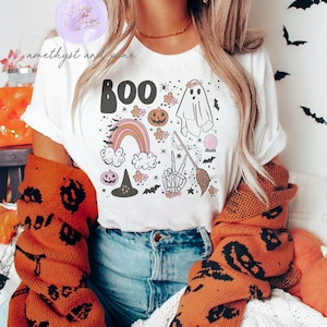 Women’s Halloween Shirt, Boho Halloween, Groovy Halloween Shirt, Women’s Skeleton Halloween Shirt, Women’s Retro Halloween Shirt, Spooky