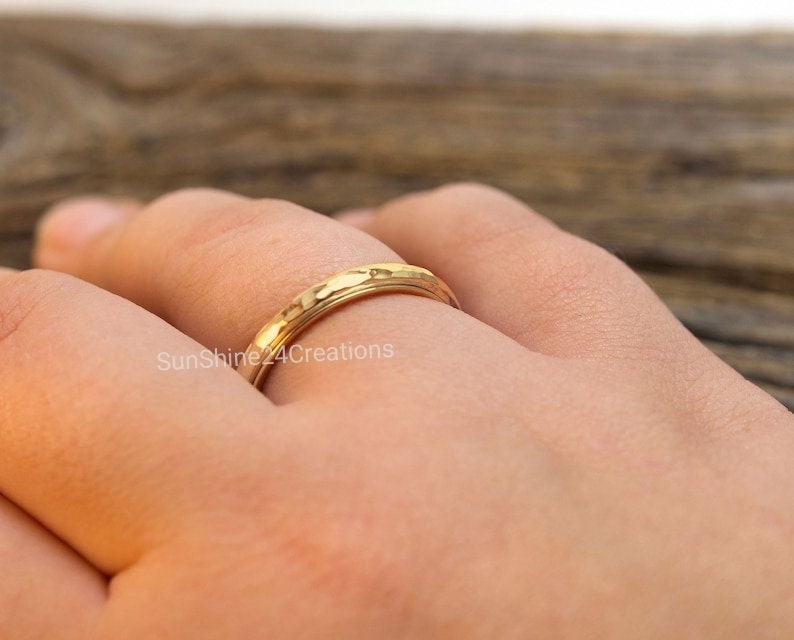 Anillo spinner extra delgado, anillo Fidget Spinner, anillo chapado en oro de 14k para mujeres, anillo de meditación, anillo de ansiedad, anillo de pulgar, anillo juguetón, venta imagen 7