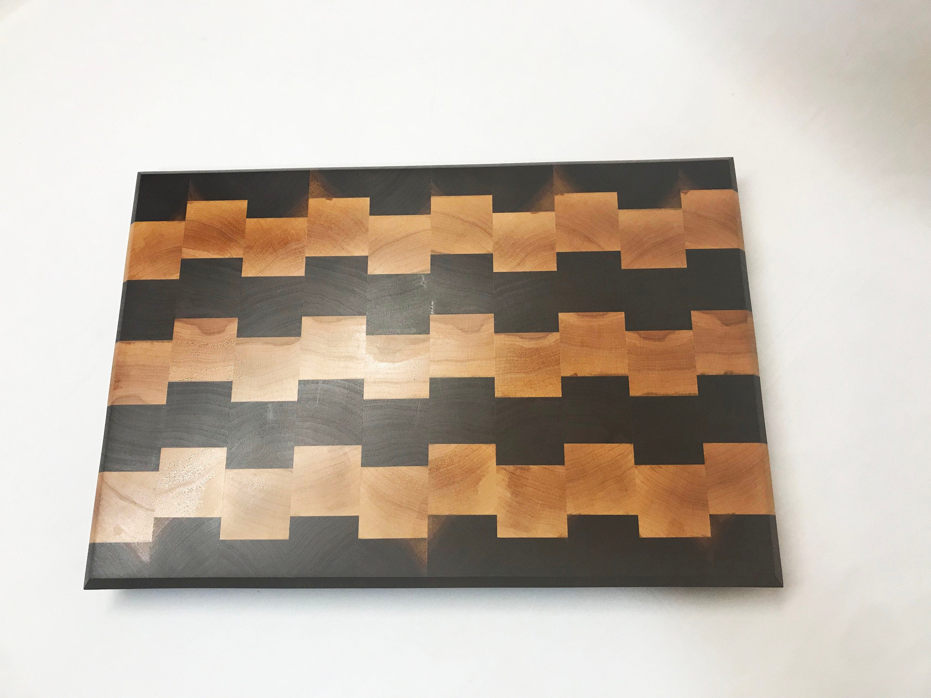 Chopping Board End Grain American Black Walnut & Hard Maple Chequered  Design 
