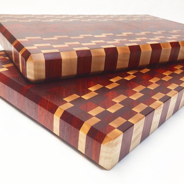 Exotic Wood End Grain Cutting Board, Chopping Block, Pattern Design, Custom Orders Available FREE SHIPPING