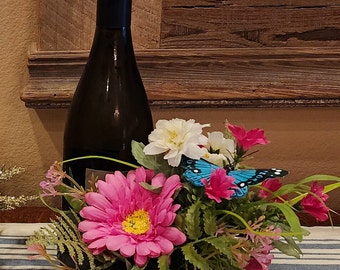 Wine Bottle Bouquet Spring Mother's Day