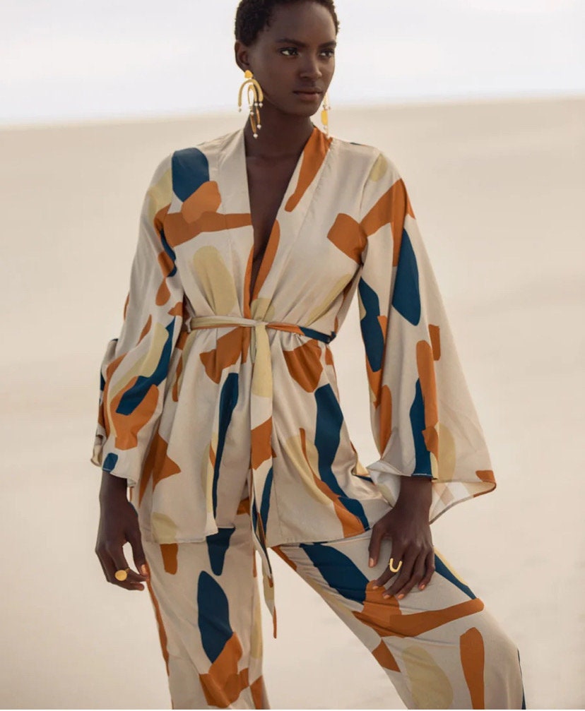 Robe Longue Kimono Africaine - Kaftan Takshita Bohème - Taille Unique été