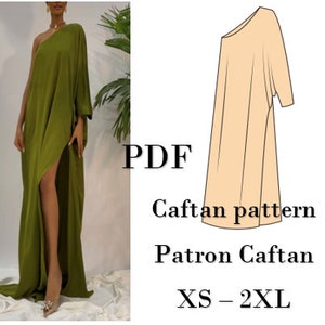 Pattern Women's asymmetrical caftan dress with sleeves 6 SIZES Download sewing patterns in PDF format Basic pattern in digital format