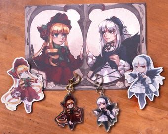 Shinku en Suigintou | Rozenmeisje | Kunstprint, sleutelhangerbedel en stickers | Anime-manga