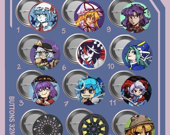 Touhou Project illustrations and badges